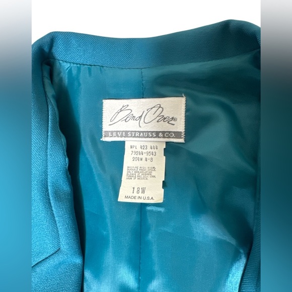 Bend Over Levi Strauss & Co Women's Size 18 W Teal Blazer 1 Button Vintage - Picture 11 of 11